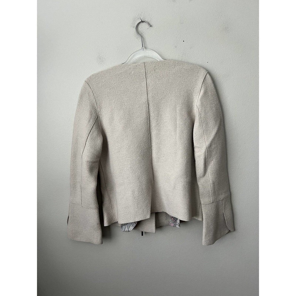 Beyond Threads Womens Alpaca Wool Blend Tan Jacket Ruffle Zip Size Small - Picture 5 of 12